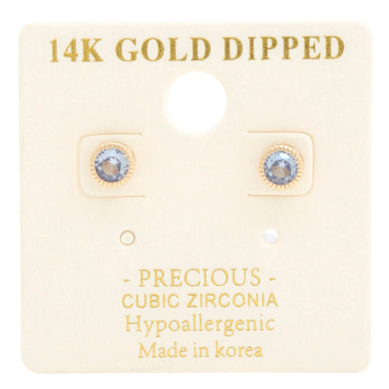 14k Gold Dipped Cz Round Earring