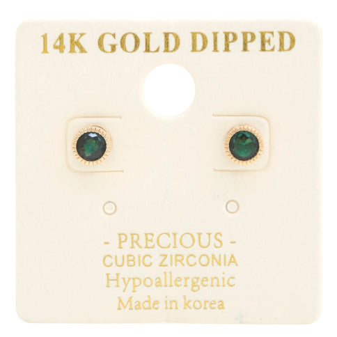 14k Gold Dipped Cz Round Earring