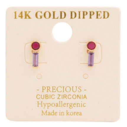 14k Gold Dipped Cz Stone Stud Earring