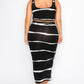 Plus sleeveless tie dye stripe 2 piece skirt set