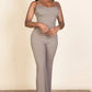 Ribbed sleeveless wide leg jumpsuit