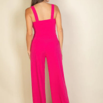 Notched neck cami jumpsuit