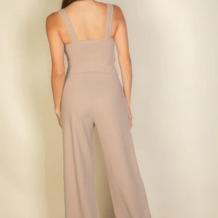 Notched neck cami jumpsuit