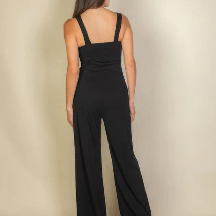 Notched neck cami jumpsuit