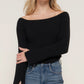 Long flare slv off shoulder sweater