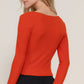 Long slv sweetheart neck seam detail knit top