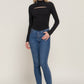 Long slv mock neck kyehole rib knit top