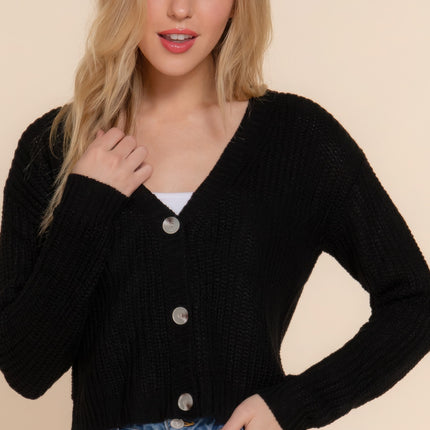 Long slv v-neck sweater cardigan