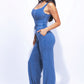 Washed Jumpsuit With Adjustable Ankle