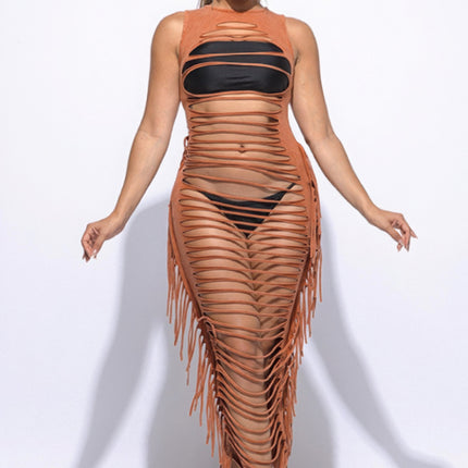 Fringe Cut Out Maxi Dress