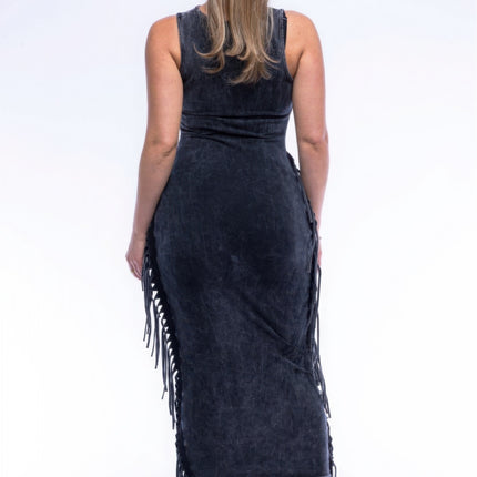 Fringe Cut Out Maxi Dress