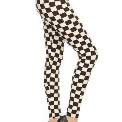 Checkered Printed High Waisted Leggings