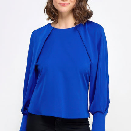 Raglan Long Sleeve Top With Back Neck Tie