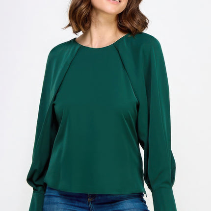 Raglan Long Sleeve Top With Back Neck Tie