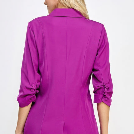 Buttoned Detail 3/4 Sleeve Blazer