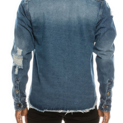 Men's Ripped Denim Overshirt