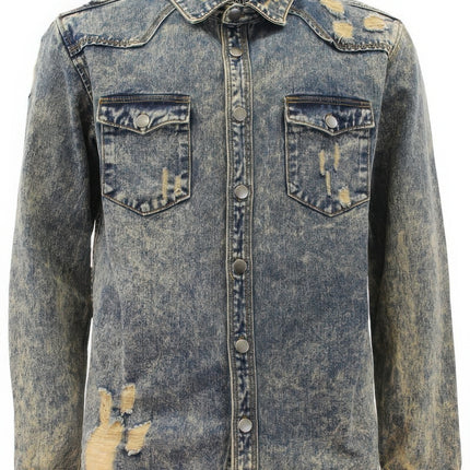 Men's Ripped Denim Overshirt