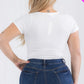 Plus Size Casual Split Neck Solid Short Sleeve Bodysuit