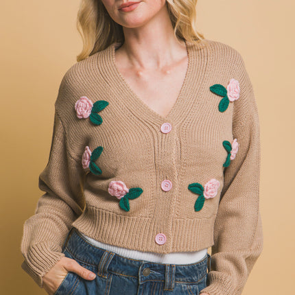 Mid cropped flower cardigan