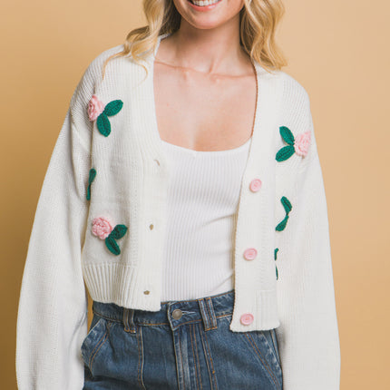 Mid cropped flower cardigan