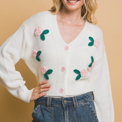 Mid cropped flower cardigan