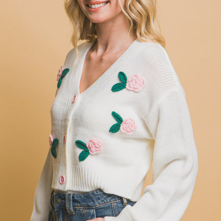 Mid cropped flower cardigan