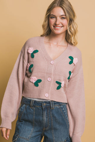 Mid cropped flower cardigan