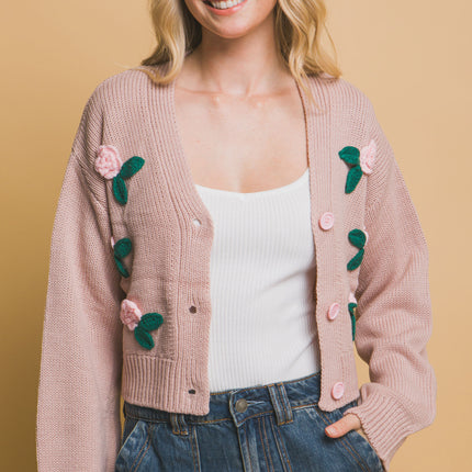 Mid cropped flower cardigan