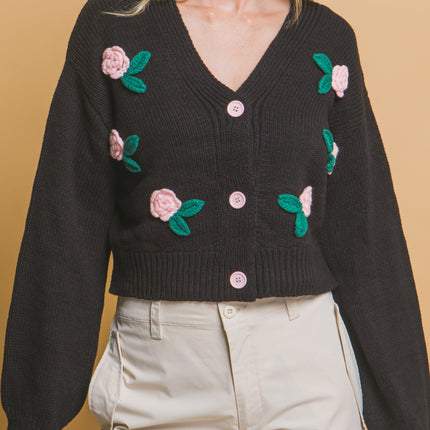 Mid cropped flower cardigan