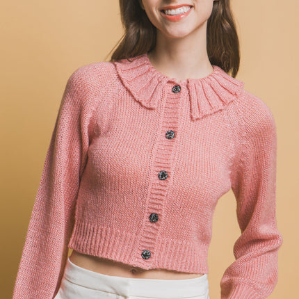 Short collard sweater