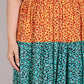 Ditsy floral color block skirt with front slit