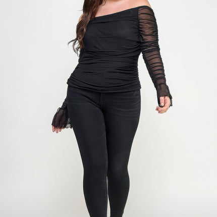 Ots Ruched Mesh Top