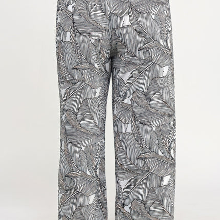 Plisse Palm Print Pants