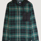 Contrast Pocket Plaid Hooded Shirt