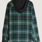 Contrast Pocket Plaid Hooded Shirt