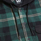 Contrast Pocket Plaid Hooded Shirt