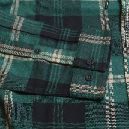 Contrast Pocket Plaid Hooded Shirt