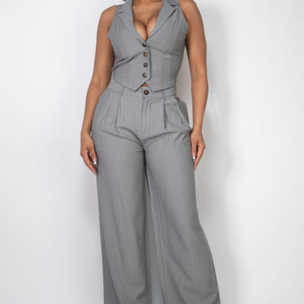 High-rise Stripe Wide Leg Pants