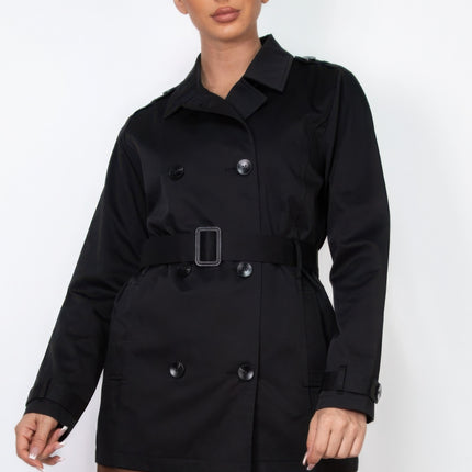 Double-breasted Notch Belted Coat