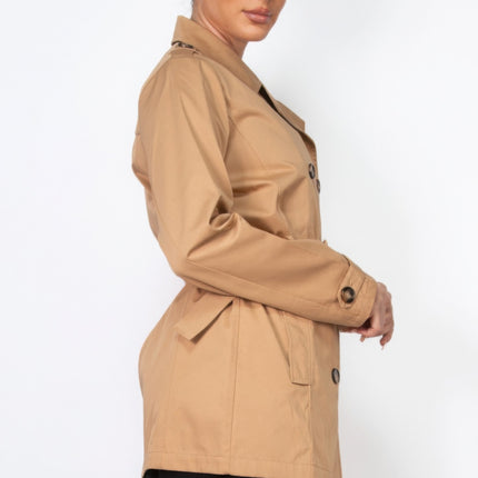 Double-breasted Notch Belted Coat