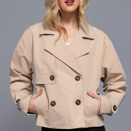 Double Breasted Short Trench Jacket