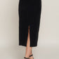 Front Open Slit Corduroy Midi Skirt