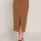 Front Open Slit Corduroy Midi Skirt