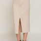 Front Open Slit Corduroy Midi Skirt