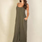 Spaghetti Strap Solid Wide Jumpsuit