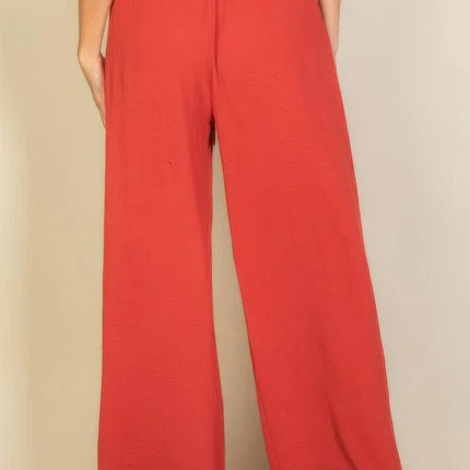 Drawstring Waist Wide Leg Minimalist Pants