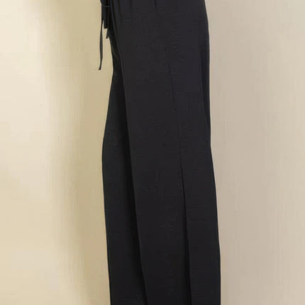 Drawstring Waist Wide Leg Minimalist Pants