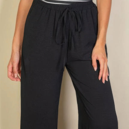 Drawstring Waist Wide Leg Minimalist Pants