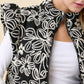 Floral Velvet Embroidered Denim Puffer Vest