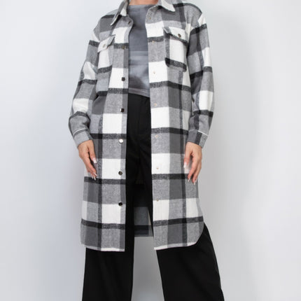 Plaid Buttoned Shacket Coat